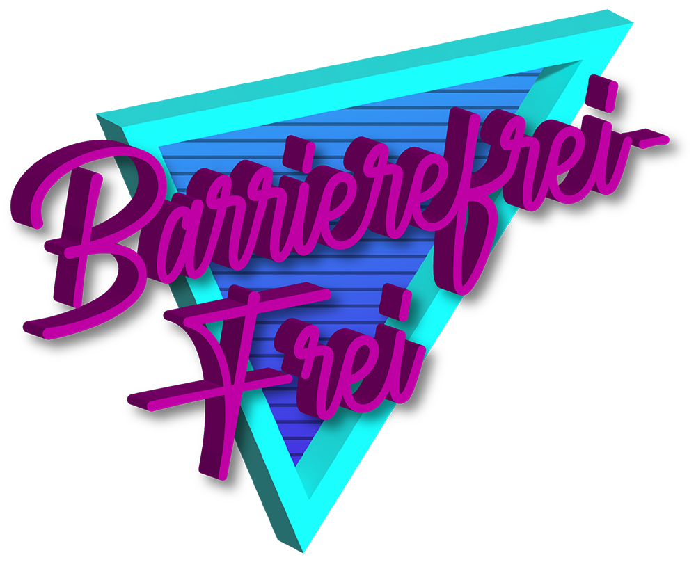 Logo mit Text "Barrierefrei-Frei" im Retro-Stil